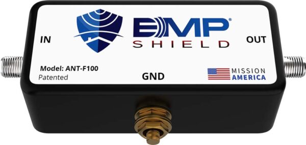 Radio EMP Protection to 200 Watts w/ F-Connectors Next Generation EMP Protection with Military Certified Testing. Listed by the Department of Homeland Security. EMP Protection - All Phases E1,2,3 Lightning - 100% Lightning Guarantee Solar Flares - Up to 228K Amps